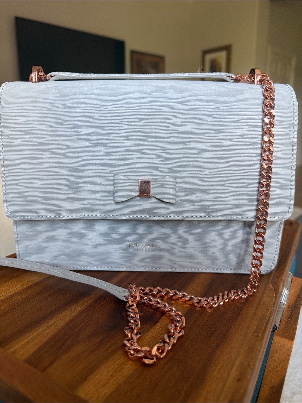 Ted Baker Delila Medium Textured
Silver Leather Crossbody Bag NWT- $195